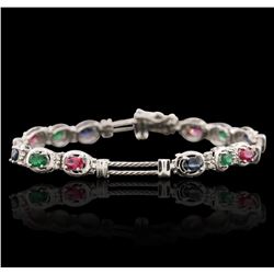 14KT White Gold 1.72ctw Multi Gemstone Bracelet