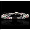 Image 1 : 14KT White Gold 1.72ctw Multi Gemstone Bracelet