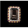 Image 1 : 14KT White Gold 23.93ct Tourmaline, Ruby, Sapphire and Diamond Ring