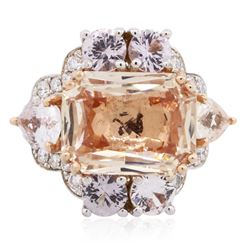 18KT Two-Tone Gold GIA Certified 15.13ct Multi-Color Sapphire and Diamond Ring