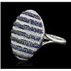 Image 2 : 14KT White Gold 0.95ctw Sapphire and Diamond Ring