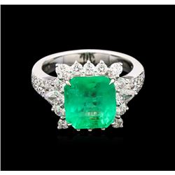 4.56ct Emerald and Diamond Ring - 18KT White Gold