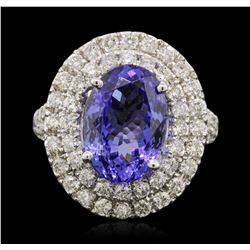 14KT White Gold 4.40ct Tanzanite and Diamond Ring