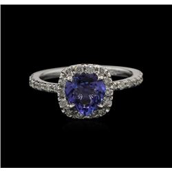 1.11ct Tanzanite and Diamond Ring - 14KT White Gold