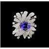 Image 1 : 5.16ct Tanzanite and Diamond Ring - 18KT White Gold