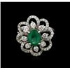 Image 1 : 18KT White Gold 1.34ct Emerald and Diamond Ring