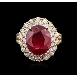 14KT Yellow Gold 6.72ct Ruby and Diamond Ring