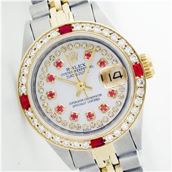 Rolex Two-Tone Diamond and Ruby DateJust Ladies Watch