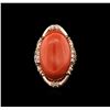 Image 1 : 14KT Rose Gold 16.11ct Pink Coral and Diamond Ring