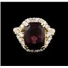 Image 1 : 14KT Yellow Gold 7.04ct Rubellite Tourmaline and Diamond Ring