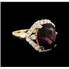 Image 2 : 14KT Yellow Gold 7.04ct Rubellite Tourmaline and Diamond Ring