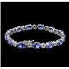 Image 2 : 14KT White Gold 17.50ctw Tanzanite and Diamond Bracelet