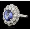 Image 2 : 14KT White Gold 3.15ct Tanzanite and Diamond Ring
