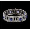Image 1 : 14KT White Gold 11.28ctw Tanzanite and Diamond Bracelet