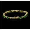 Image 2 : 14KT Yellow Gold 10.05ctw Tsavorite and Diamond Bracelet