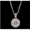 Image 1 : 14KT White Gold 0.97ctw Diamond Pendant With Chain