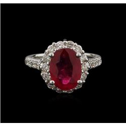 3.45ct Ruby and Diamond Ring - 14KT White Gold