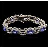 Image 1 : 14KT White Gold 10.80ctw Tanzanite and Diamond Bracelet