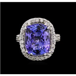 9.26ct Tanzanite and Diamond Ring - 14KT White Gold