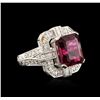 Image 2 : 14KT White Gold GIA Certified 6.65ct Tourmaline and Diamond Ring