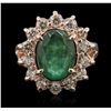Image 1 : 14KT Rose Gold 2.34ct Emerald and Diamond Ring