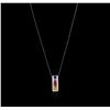 Image 2 : 14KT White Gold 2.06ctw Multicolor Sapphire and Diamond Pendant With Chain