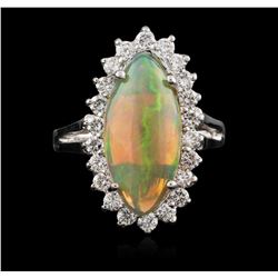 14KT White Gold 2.61ct Opal and Diamond Ring