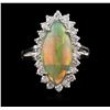 Image 1 : 14KT White Gold 2.61ct Opal and Diamond Ring