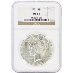 1922 NGC MS63 Peace Silver Dollar