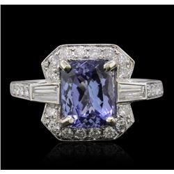 14KT White Gold 2.18ct Tanzanite and Diamond Ring