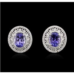 14KT White Gold 5.42ctw Tanzanite and Diamond Earrings