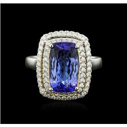 14KT Two-Tone Gold 8.08ct Tanzanite and Diamond Ring