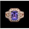 Image 1 : 3.34ct Tanzanite and Diamond Ring - 14KT Rose Gold