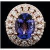 Image 1 : 14KT Rose Gold 4.44ct Tanzanite and Diamond Ring