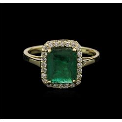 1.74ct Emerald and Diamond Ring - 14KT Yellow Gold