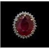 Image 1 : 10.86ct Ruby and Diamond Ring - 14KT Yellow Gold