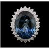 Image 1 : 14KT White Gold 21.45ct Blue Topaz and Diamond Ring