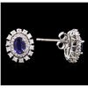 Image 2 : 14KT White Gold 1.04ctw Sapphire and Diamond Earrings