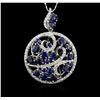 Image 2 : 14KT White Gold 10.17ctw Sapphire and Diamond Pendant With Chain