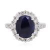 Image 1 : 18KT White Gold 3.84ct Sapphire and Diamond Ring
