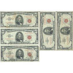 1963 $5 Red Seal Bill Lot of 10