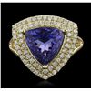 Image 1 : 14KT Yellow Gold 4.45ct Tanzanite and Diamond Ring