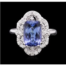 14KT White Gold 3.20ct Tanzanite and Diamond Ring