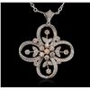 Image 2 : 14KT Two-Tone Gold 1.48ctw Diamond Pendant With Chain