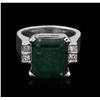 Image 1 : 14KT White Gold 6.73ct Emerald and Diamond Ring