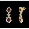 Image 2 : 14KT Yellow Gold 2.08ctw Ruby and Diamond Earrings