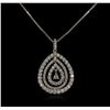 Image 1 : 1.07ctw Diamond Pendant With Chain - 18KT White Gold