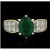 Image 1 : 18KT Yellow Gold 1.88ct Emerald and Diamond Ring