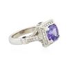 Image 2 : 14KT White Gold 2.42ct Tanzanite, Sapphire and Diamond Ring