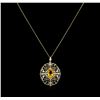 Image 1 : 5.65ct Citrine and Diamond Pendant With Chain - 14KT Yellow Gold